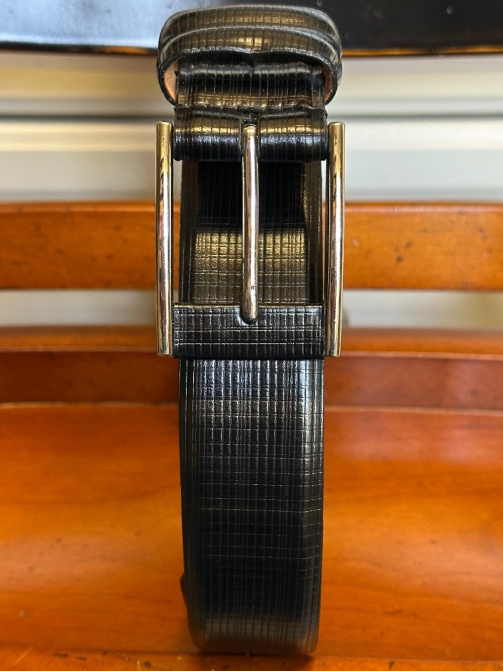 Remo Tulliani Cross-Hatch Pattern Leather Belt Mens SZ 36 - Picture 5 of 15